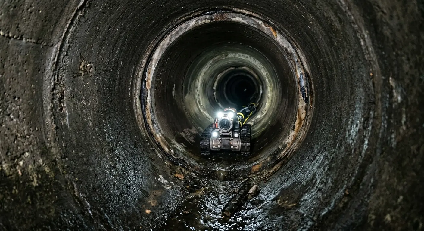 Robotic sewer camera inspecting pipe interior for Drain Snake Service in Sutherlin